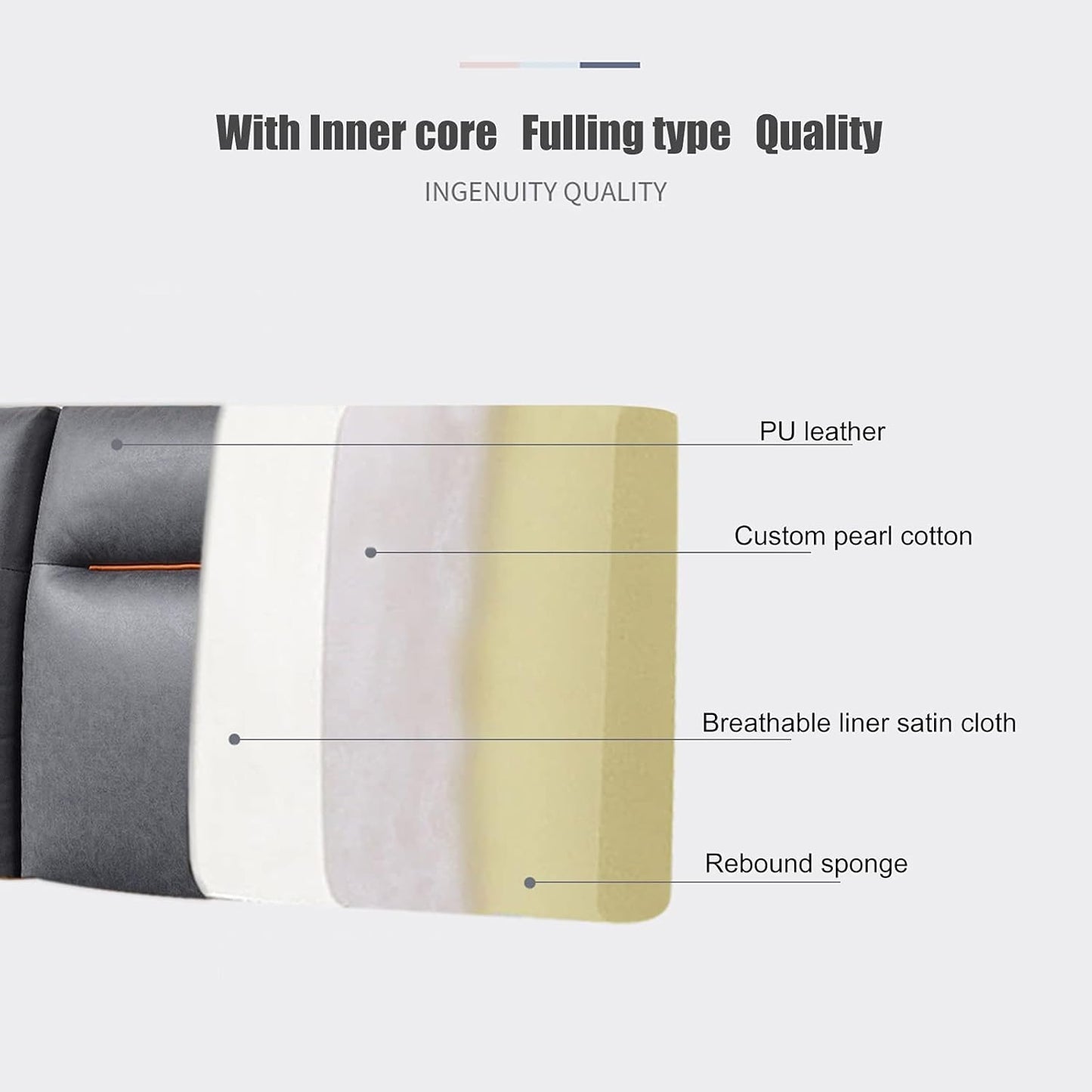 Upholstered Headboard Reading Pillow,Faux Leather Bed Rest Positioning Support Pillow,Perfect Lumbar Cushion Suitable for Bed with headboard,Removable Cover(Can Be Customized)