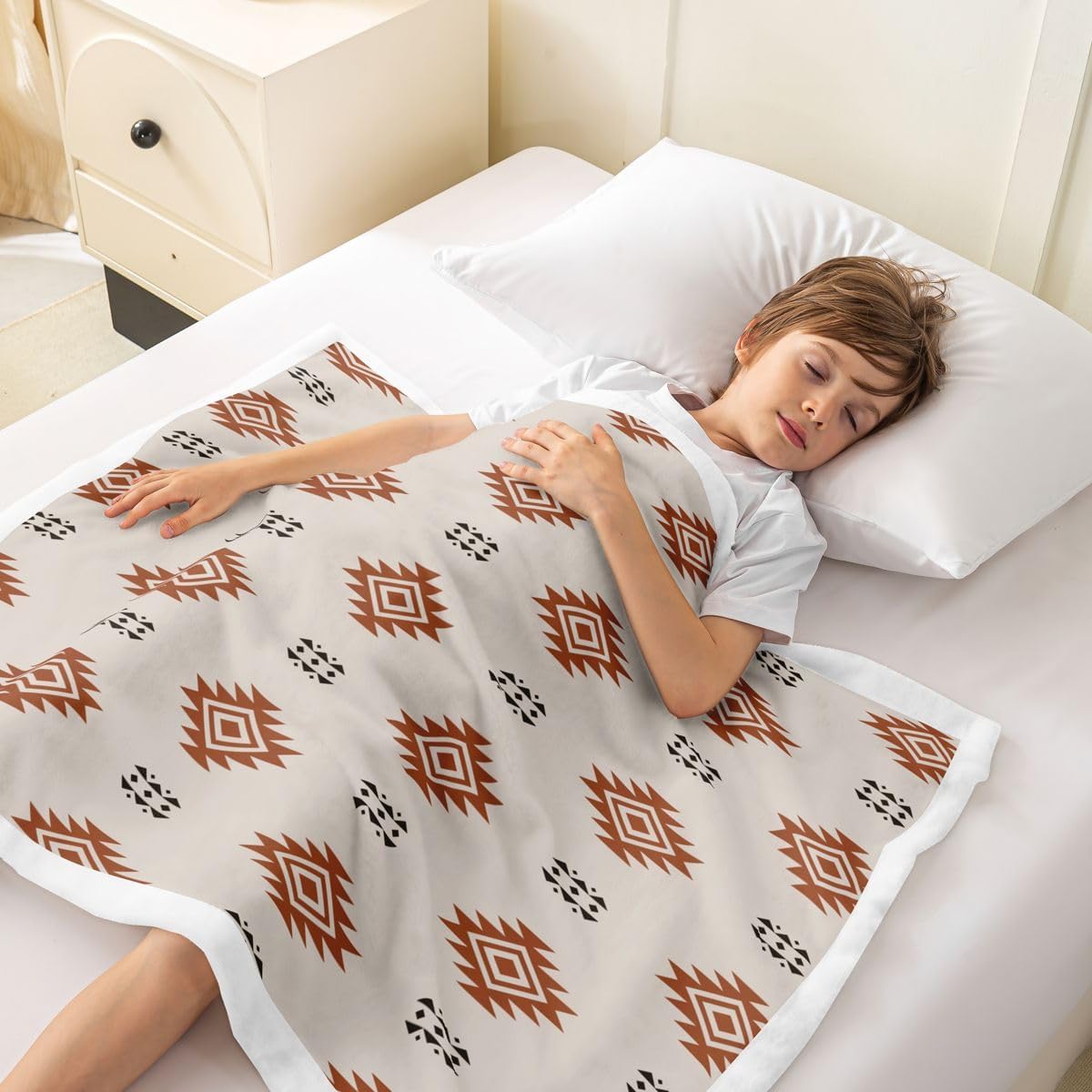 Feelyou Southwestern Sherpa Throw Blanket for Couch Aztec Geometric Stripes Super Soft Cozy Fleece Boho Blanket for Winter, Plush Throw Baby 30"x40" All Season