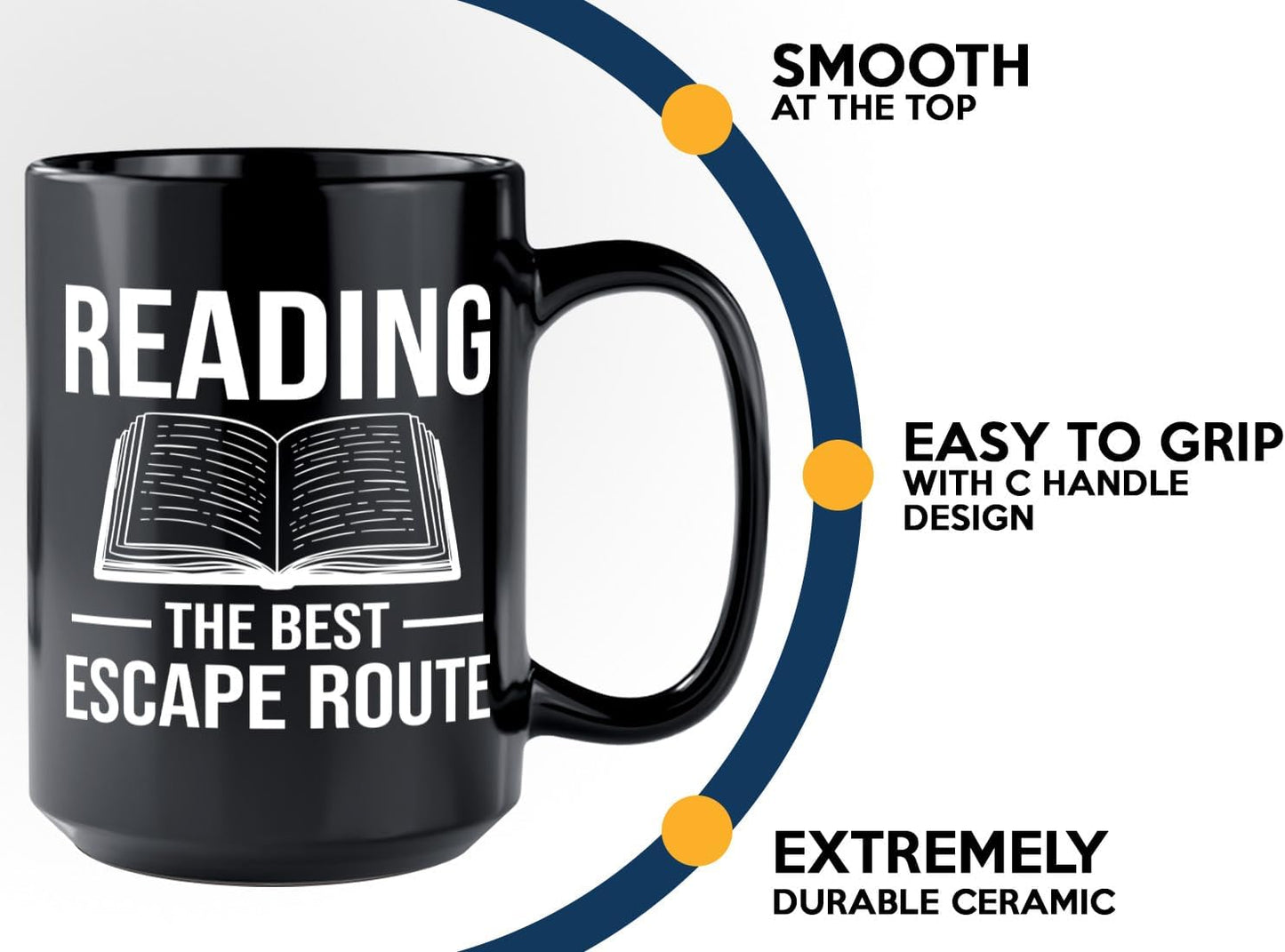 Book Lover Coffee Mug 15oz Black -Reading The Best - Bookworm Literature Library Book Lover Reader Booked Editor Intellectual Studious