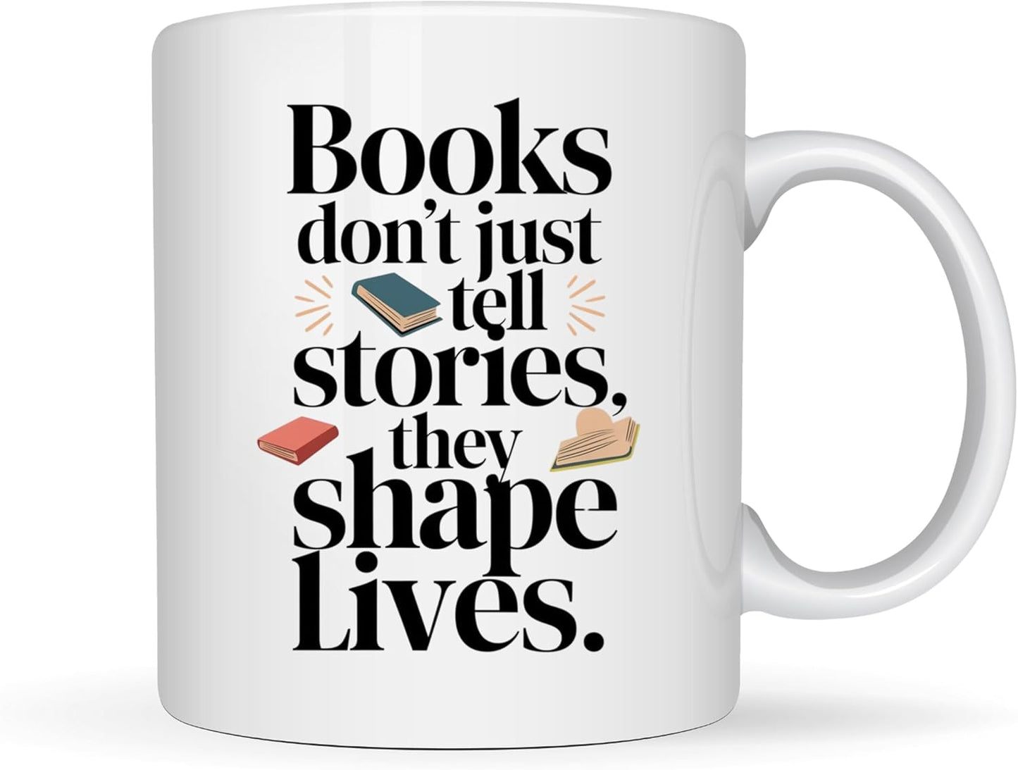 Book Lover Coffee Mug 11oz White - Books Tell - Gift for Bookworm Reader Reading Lover Bookish Women