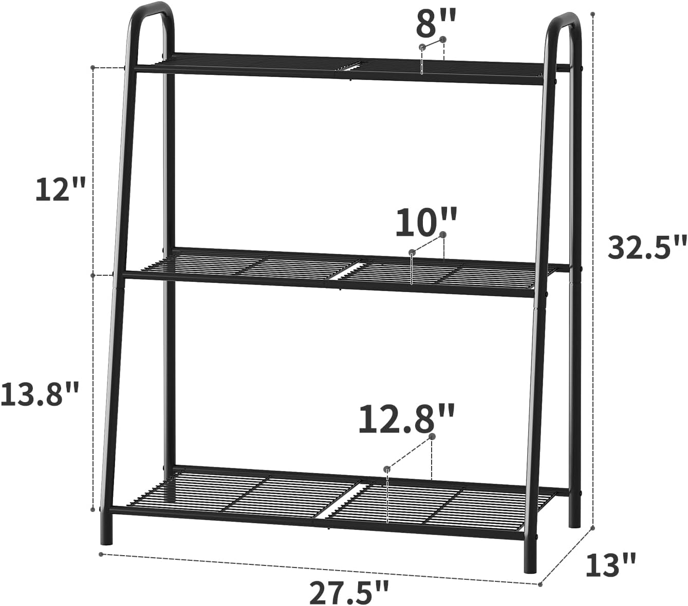 Metal Plant Stand Indoor Outdoor for Multiple Plants,3 Tier Plant Shelf,Large Heavy Duty Flower Holder Ladder Plant for Living Room, Patio, Balcony (Black)