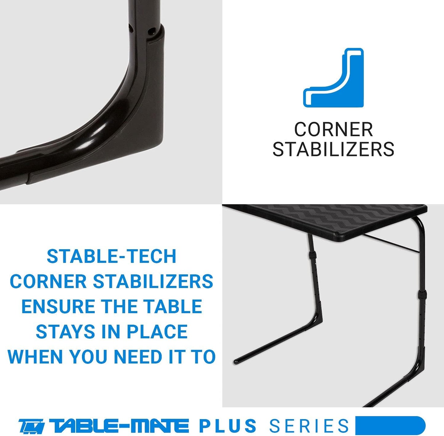 Table-Mate TV Tray Table | Portable Desk Folding Dinner Tray, Couch Table Trays for Eating Snack Food, Portable Laptop Desk, Bed Trays for Eating | Adjustable TV Trays with 3 Angles and Cup Holder