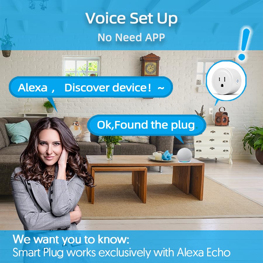 YNF Smart Plug, Simple Setup with One Voice Command, Works with Alexa Only, Remote Control with Timer Function, Bluetooth Mesh Outlet, Alexa Echo Required （1 Pack）