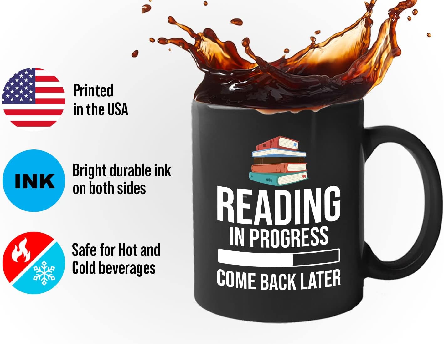 Book Lover Coffee Mug 11oz Black - Reading in - Literary librarian Literature Bookworm Historian Public Library Curator Bibliophile Bibliolater