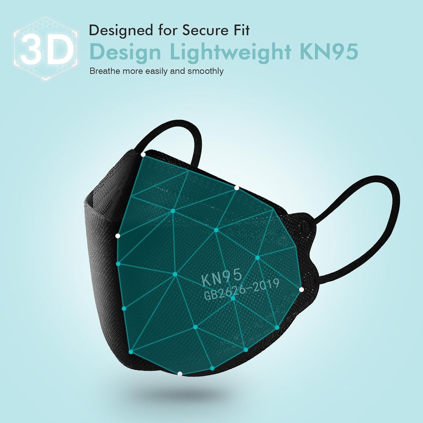 LEMENT KN95 Face Masks,50 Pack Breathable Cup Dust Disposable Masks For Adult,Teenager