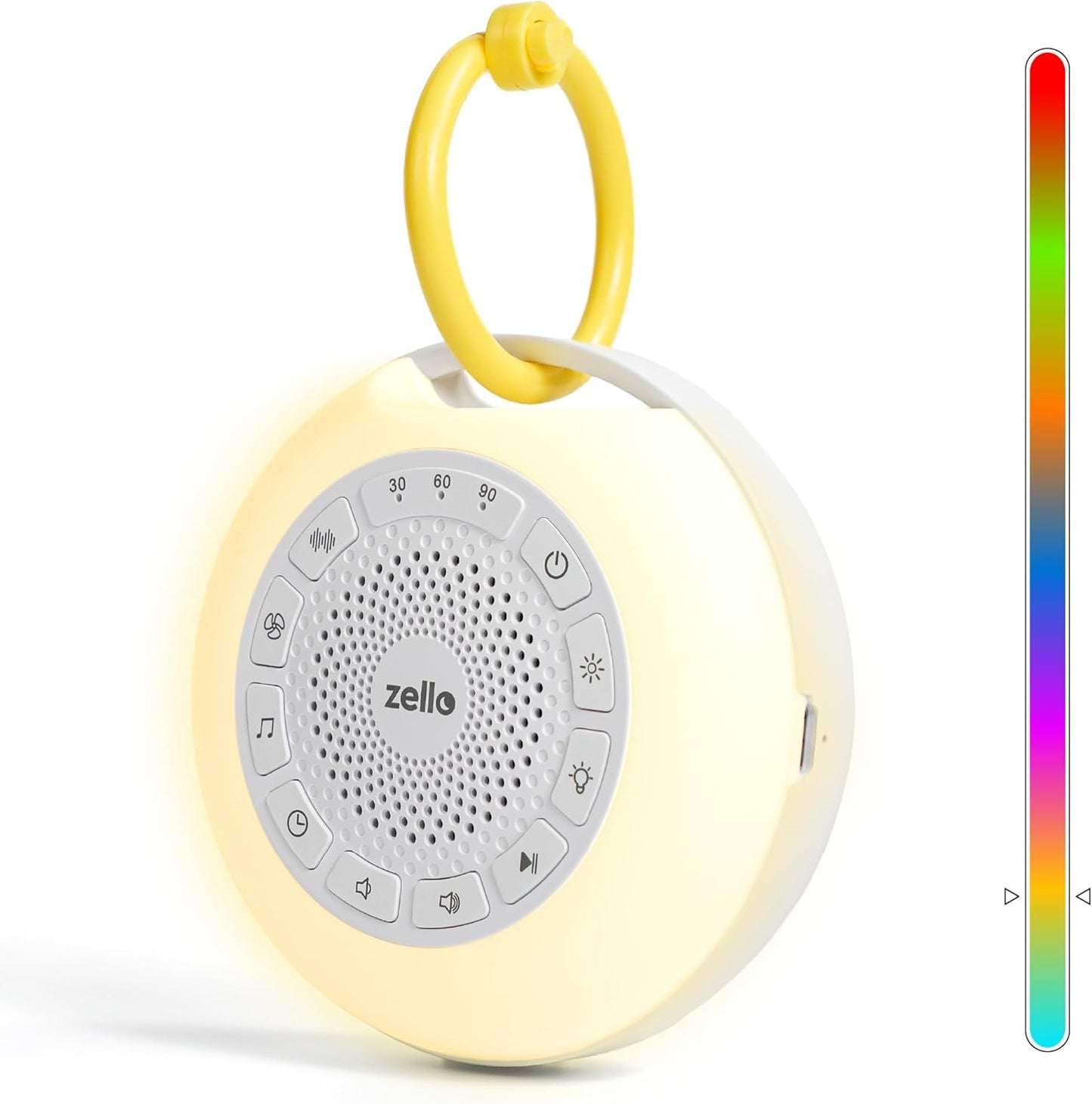 Zello | Portable Pro Max White Noise Machine | 30 Sounds | 55+ Hours Battery Life | 7 Colour Night Light | Child Lock | Sleep Timer | USB Rechargeable | Baby Sleep Aid | Sleep Sound Machine