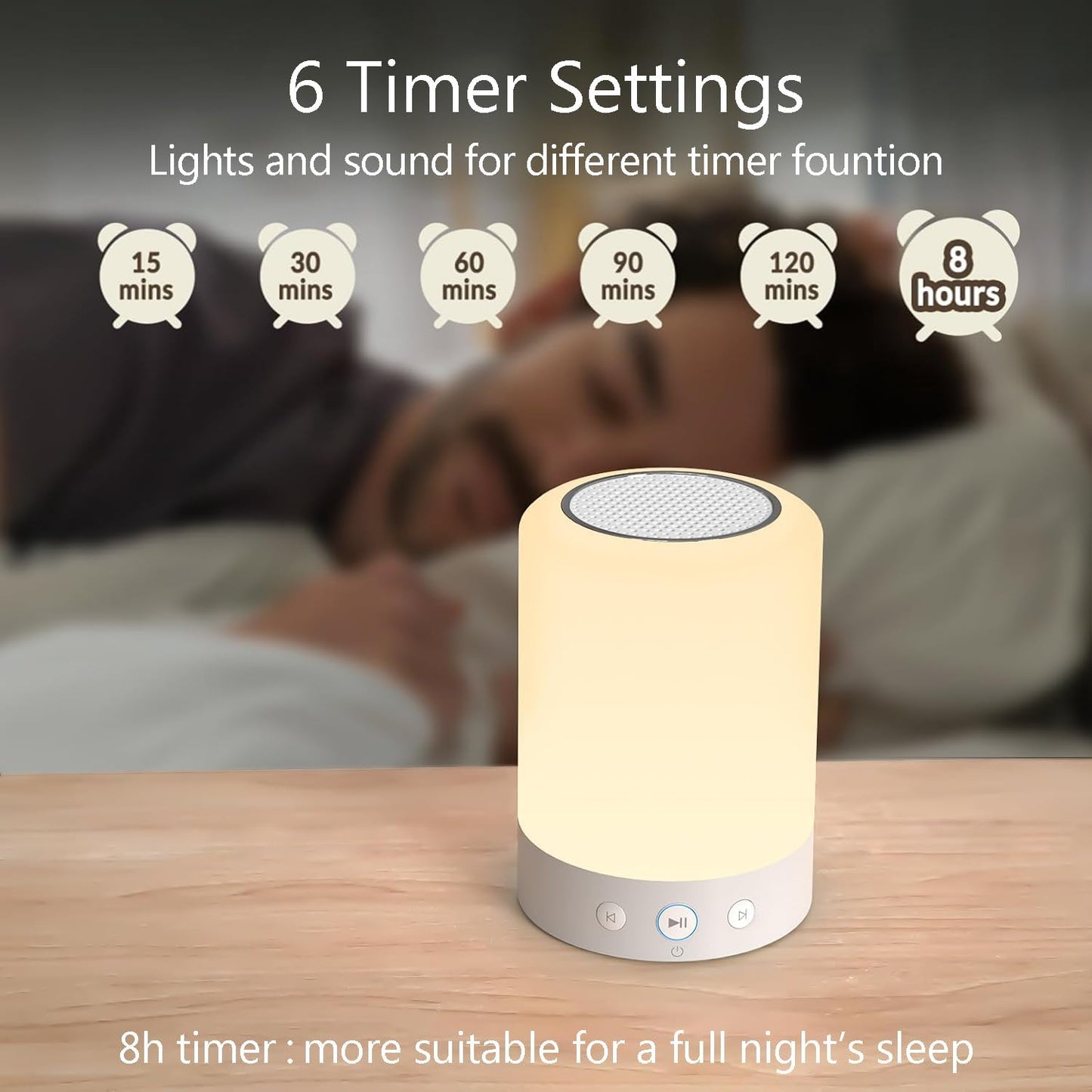Kipcush White Noise Machine with Night Light – 20 Non-Looping Sleep Sounds, Rechargeable Battery, Touch Control, 6 Timers & Memory Function | Portable Sound Machine for Baby, Adults, Nursery, Travel