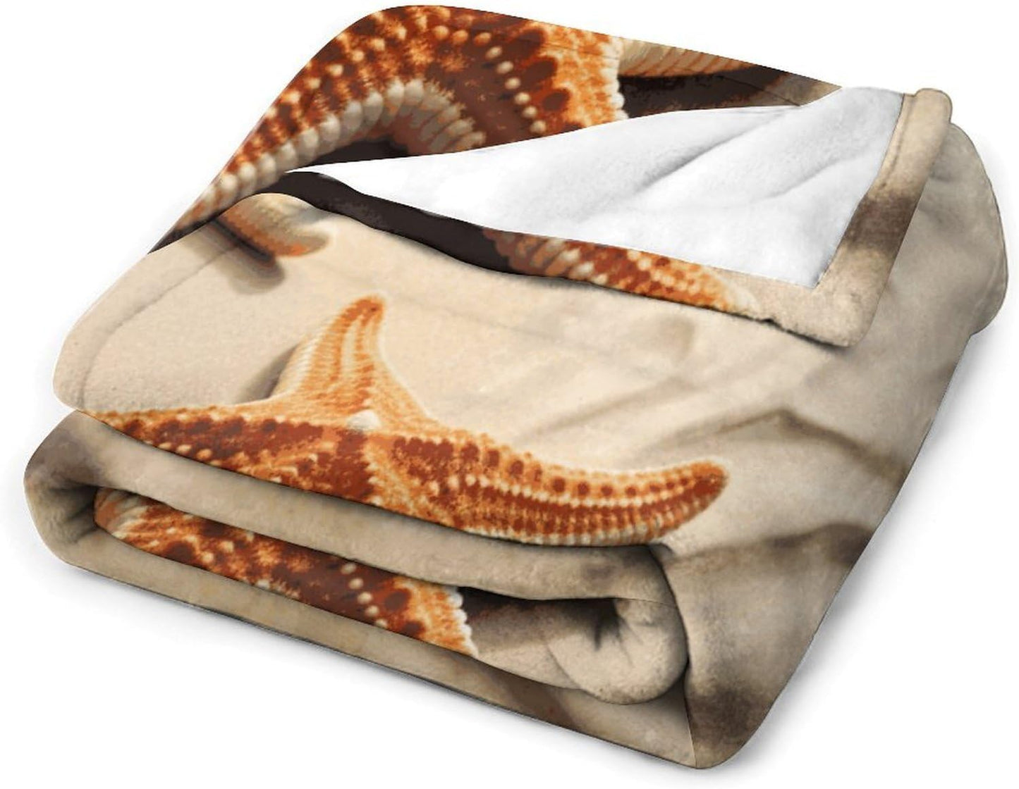 Starfish on The Sand Beach Landscape Blanket Super Soft Lightweight Throw Blanket Cute Cozy Warm Bed Blanket Decorative Fuzzy Blanket All-Season Home Decor Gift for Sofa Couch Living Room 50"*60"（130*