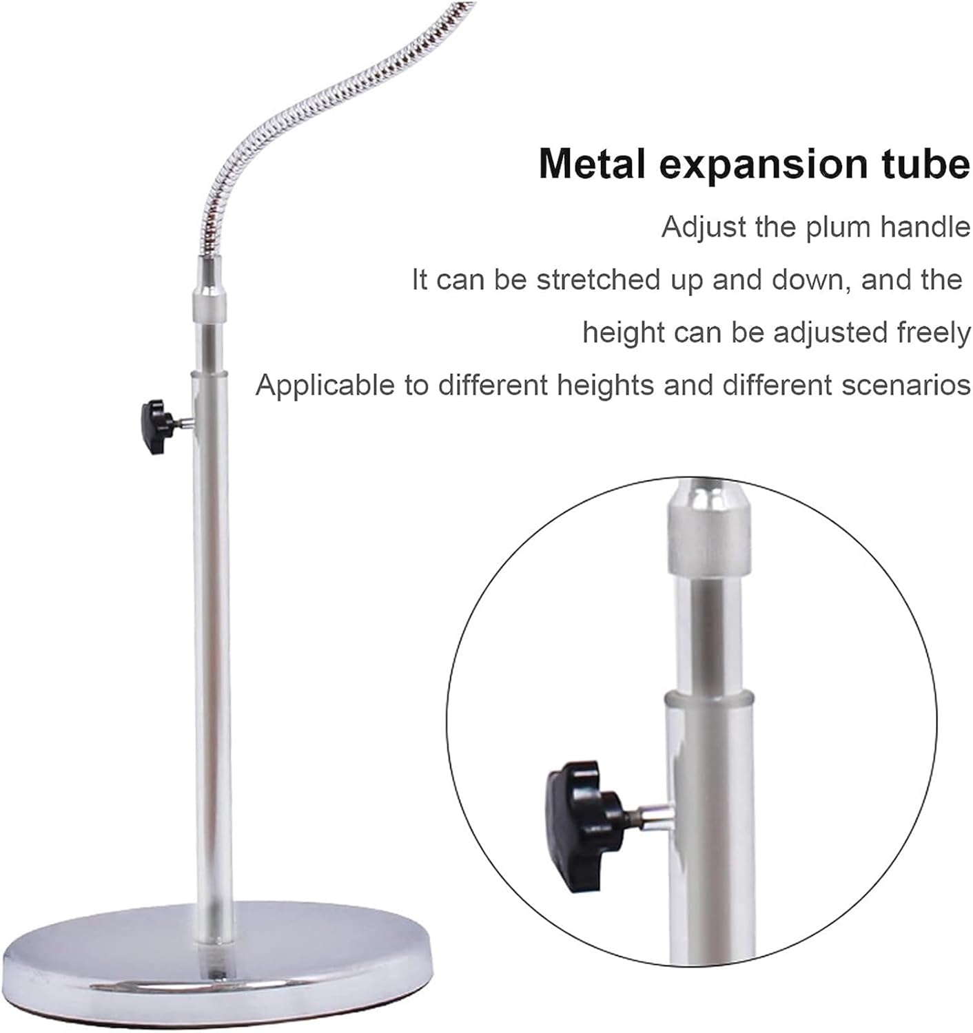 Bookholder Floor Stand, 360 Degree Rotating Angle, Adjustable Height, Flexible Gooseneck, Sturdy Aluminum Metal Base, Cookbook Reading Desk Portable Sturdy Lightweight Bookstand