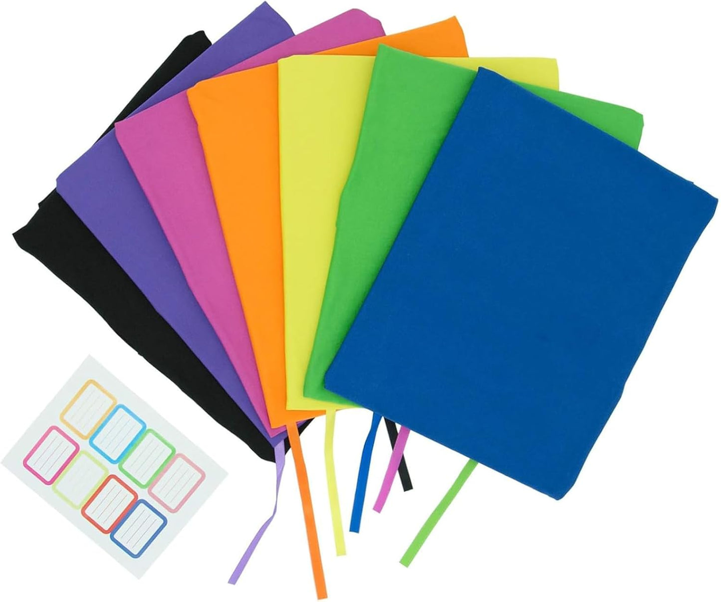 KICNIC Jumbo Book Covers 7 Pack, Stretchable Book Sox 9 * 11 Inch Suitable for Most Hardcover Books, Up to 10 Inch x 12.5 Inch Protective Textbook Covers with Label Sticker