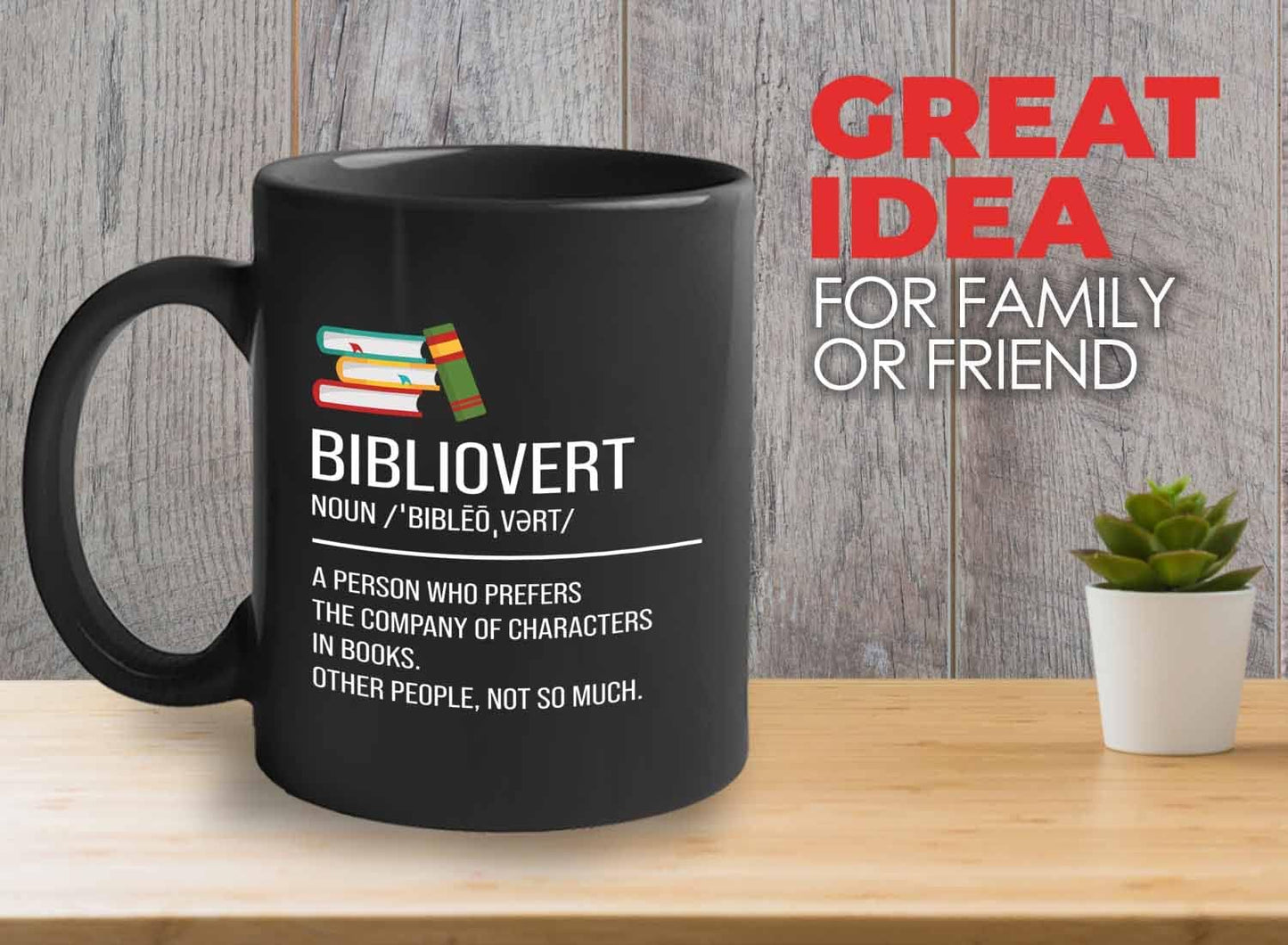 Bubble Hugs Book lovers Coffee Mug 11oz Black - Bibliovert Definition - Author Writer Book Library Editor Introvert Lovers Cat Chill Relax Bookworm Reading
