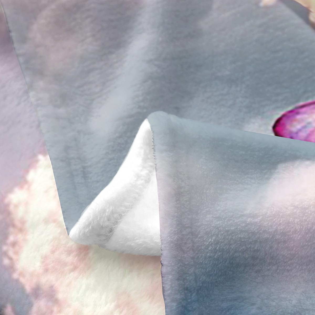 Castle Fairy Romantic Hot Air Balloon Throw Blanket Garden Pink Purple Rose Butterfly Decor Flannel Blanket for Kids Girls Teens Adults 3D Dreamy Sky Print Bed Blanket for Bed Sofa Throw 50x60