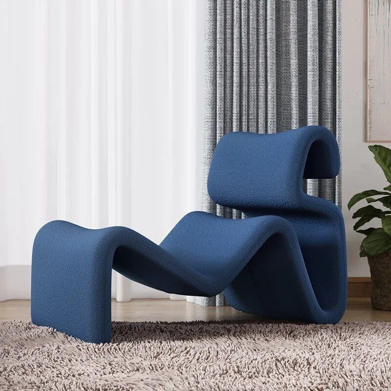 Modern Nordic Style Lazy Lounge Chair – Comfy Cashmere Single Sofa Recliner for Living Room and Balcony Purple