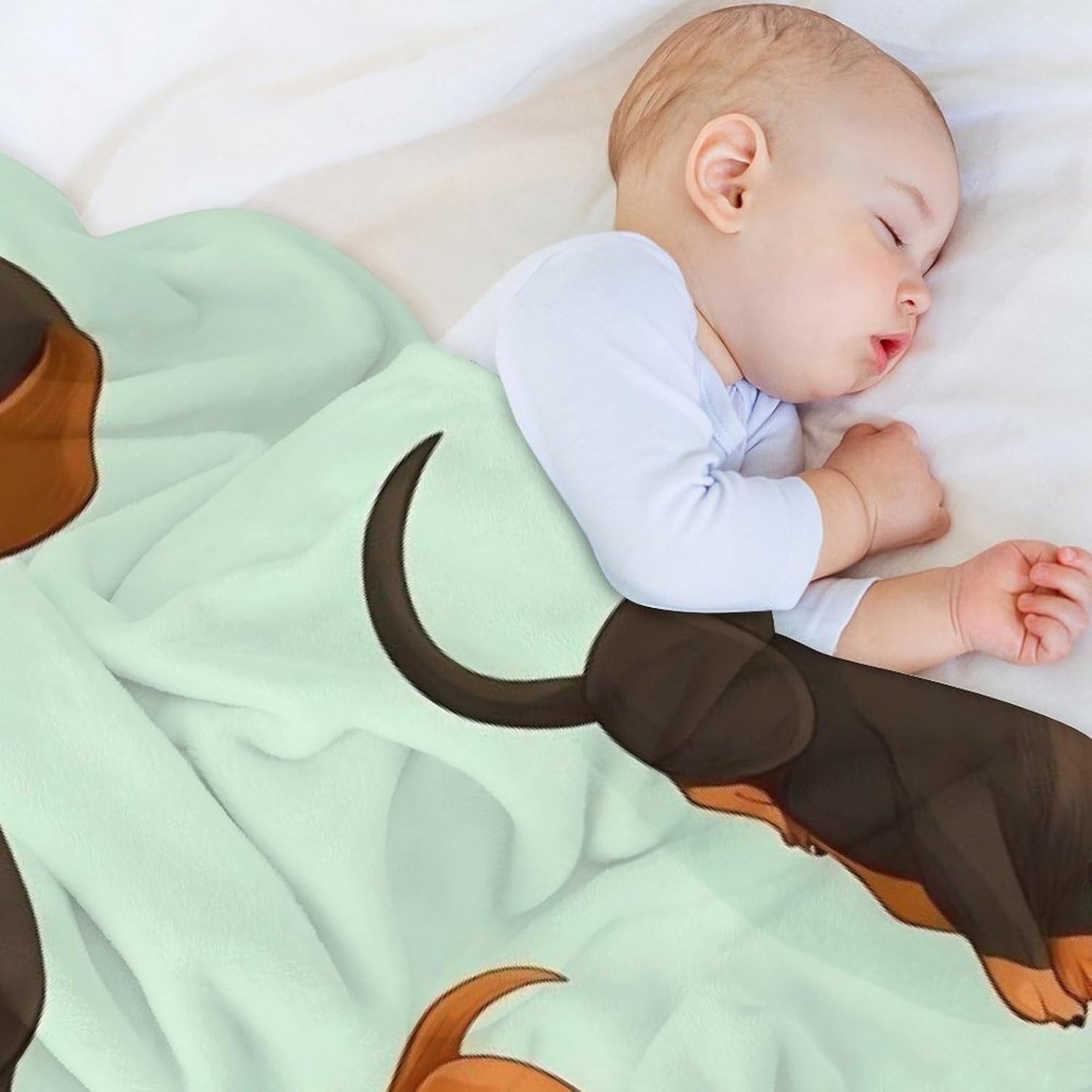Cute Coffee Dachshund Throw Blanket for Couch Bed Plush Cozy Fuzzy Flannel Blanket for All Season 55"x70"