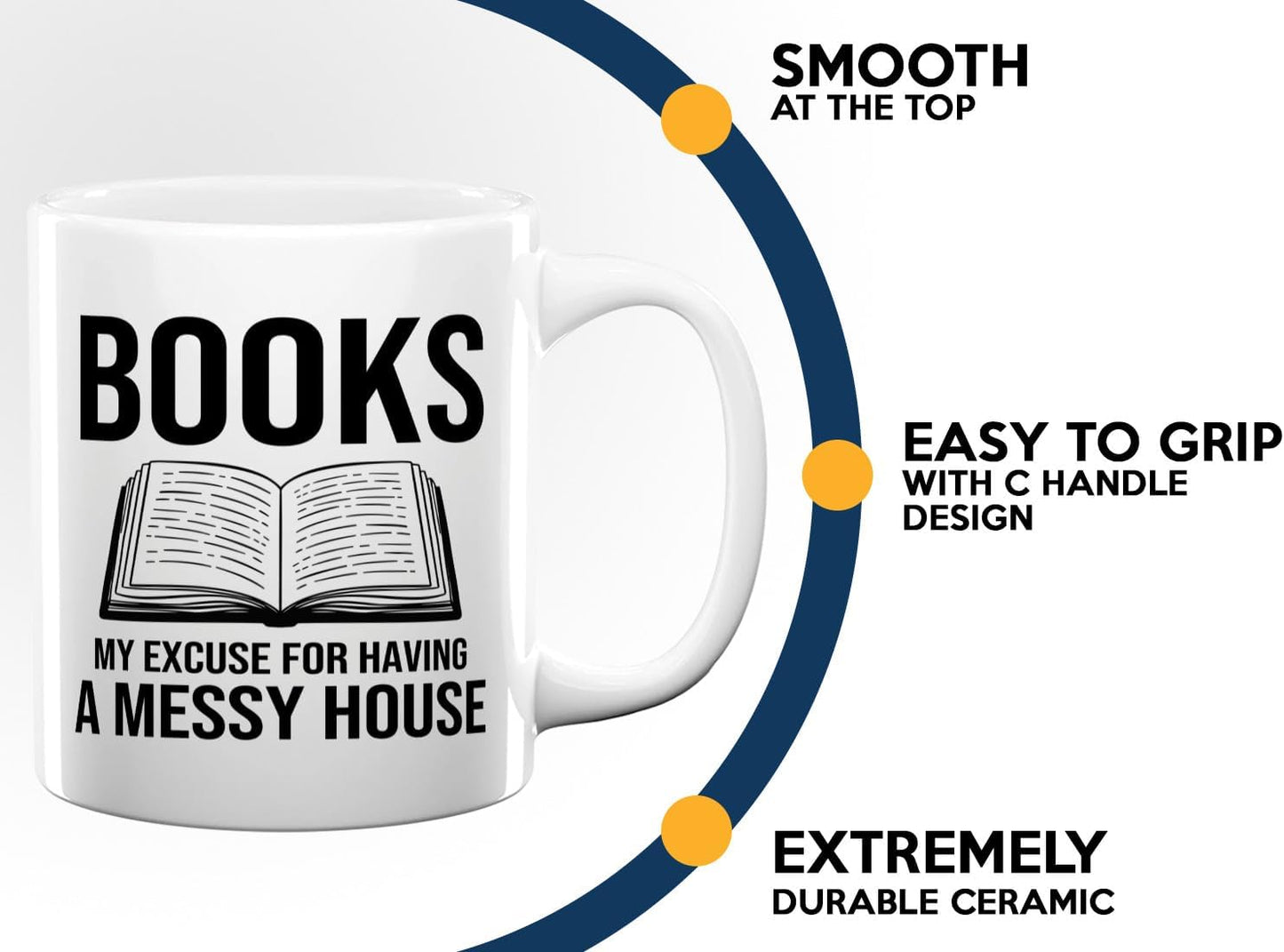 Book Lover Coffee Mug 11oz White -Books My excuse - Bookworm Literature Library Book Lover Reader Booked Editor Intellectual Studious