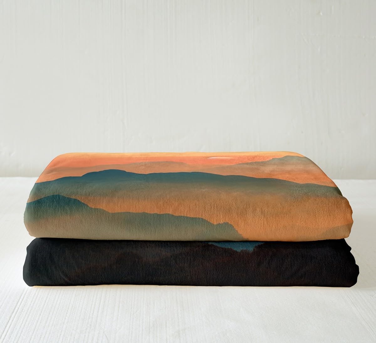 Smoky Mountain Sherpa Blanket Trees Natural Scenery Art Fleece Throw Blanket Foggy Scenic Plush Blanket for Bed Sofa Couch Bedroom Decor Warm Fuzzy Blanket Queen 90x90