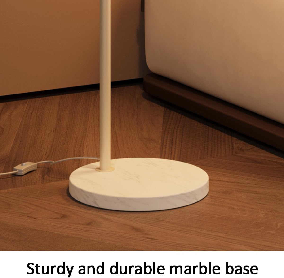 Arc Floor Lamp Adjustable Height Tall Light Sofa Side Standing Reading Lamp 3 Color Temperature LED Vertical Lights with Marble Base Linen Floor Lamps for Tea Room Bedroom
