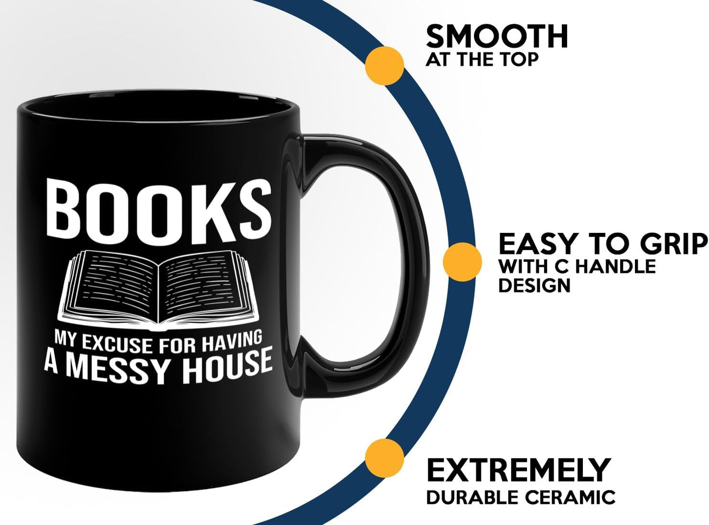 Book Lover Coffee Mug 11oz Black -Books My excuse - Bookworm Literature Library Book Lover Reader Booked Editor Intellectual Studious