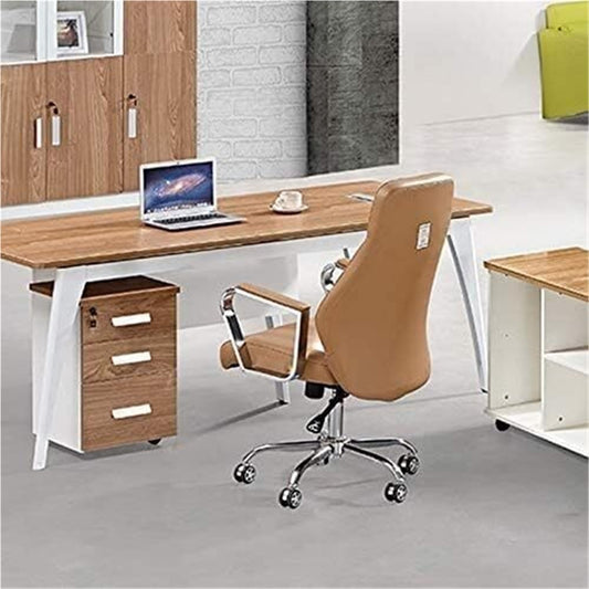 High Back Ergonomic Leather Office Chair with Elastic Lumbar Support Thick Seat Cushion Headrest Armrest Desk Chairs for Workspace Conference Room