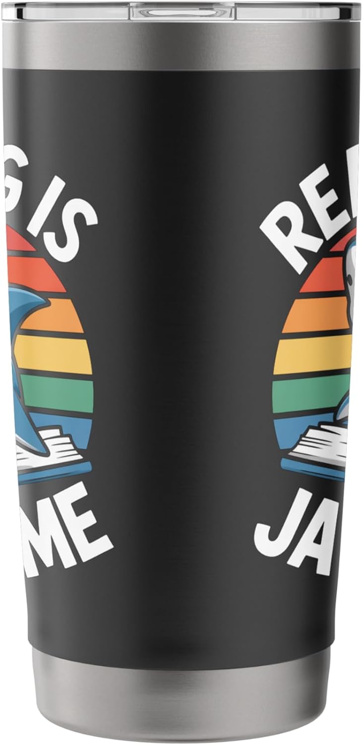 Reading Is Jawsome Shark reading Stainless Steel Insulated Tumbler