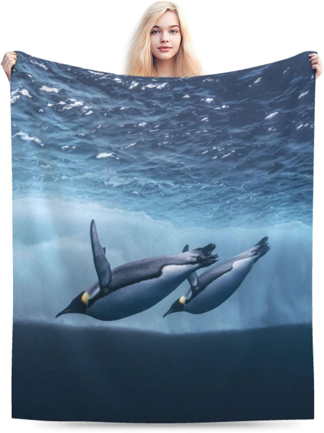 Penguin Throw Blanket Gifts for Adults Kids Flannel Decorative Blankets Fuzzy Sofa Warm and Cozy Throws for Living Room for Bedding Couch and Gift 60"x50"