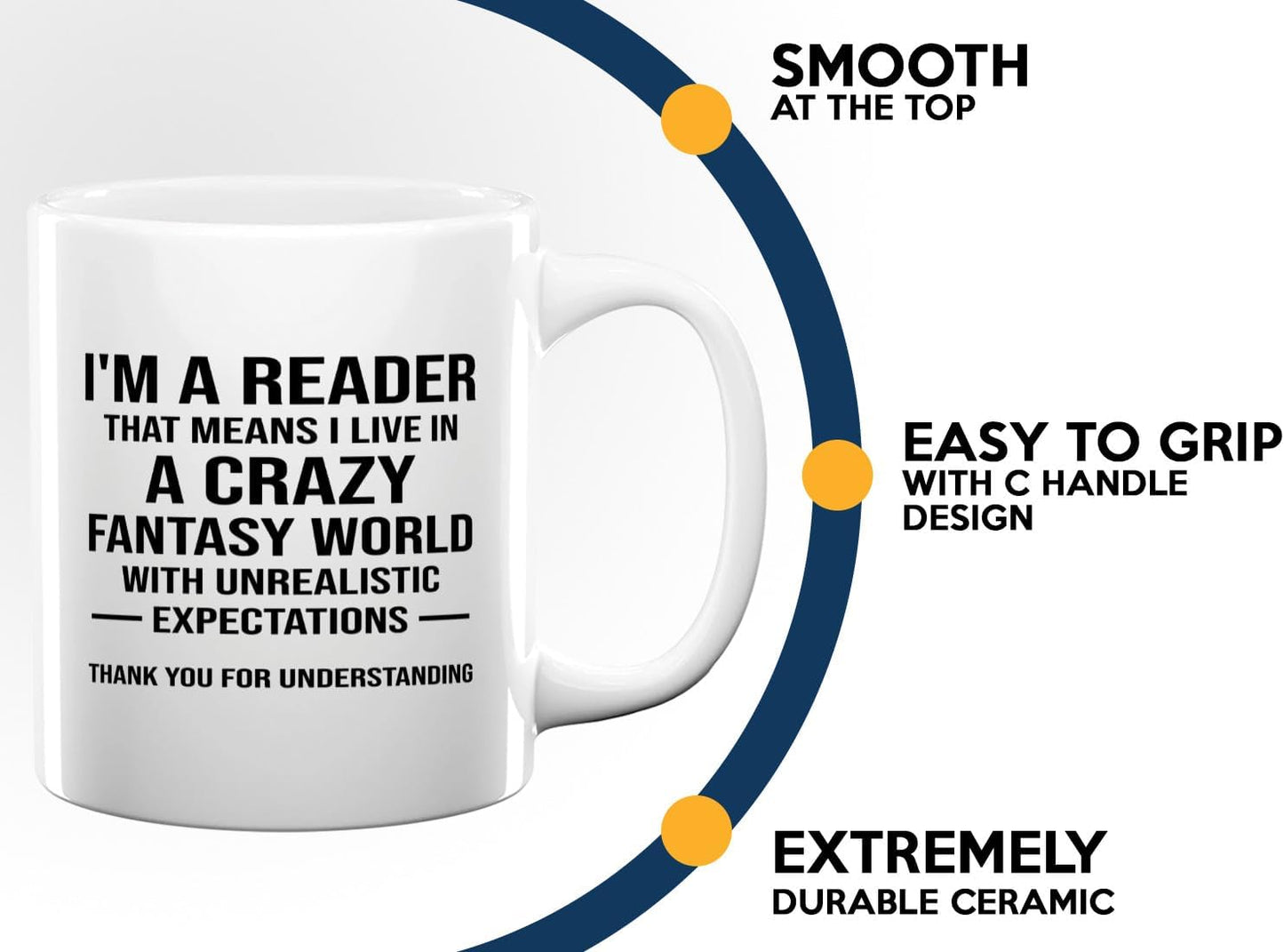Book Lover Coffee Mug 11oz White -Crazy Fantasy World - Gift For Poets Bookish People Bibliophile Librarian Book Club Reader