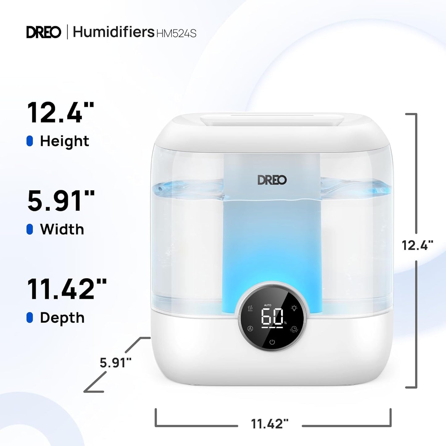 DREO Smart Humidifiers for Bedroom, 6L Top Fill Supersized Cool Mist Humidifier for Large Room, 60 Hour Runtime, Quiet Ultrasonic Humidifiers for Plants, Indoor, Home, Night Light, White