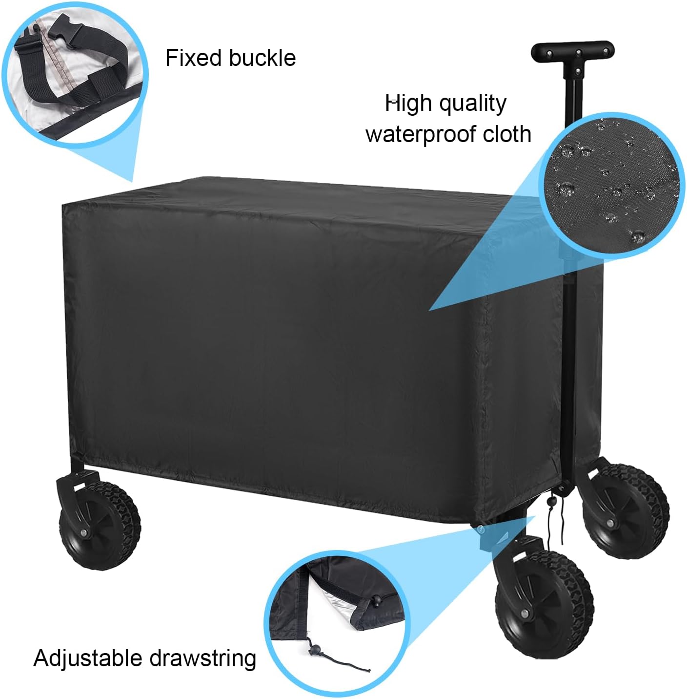 Wagon Cover,Wagon Covers Waterproof,Outdoor 600D Foldable Windproof Rain Collapsible Oxford Camping Transport Heavy-Duty Dustproof Accessories for Folding Canopy Trolley Cart (L:38''Lx23''Wx40''H)