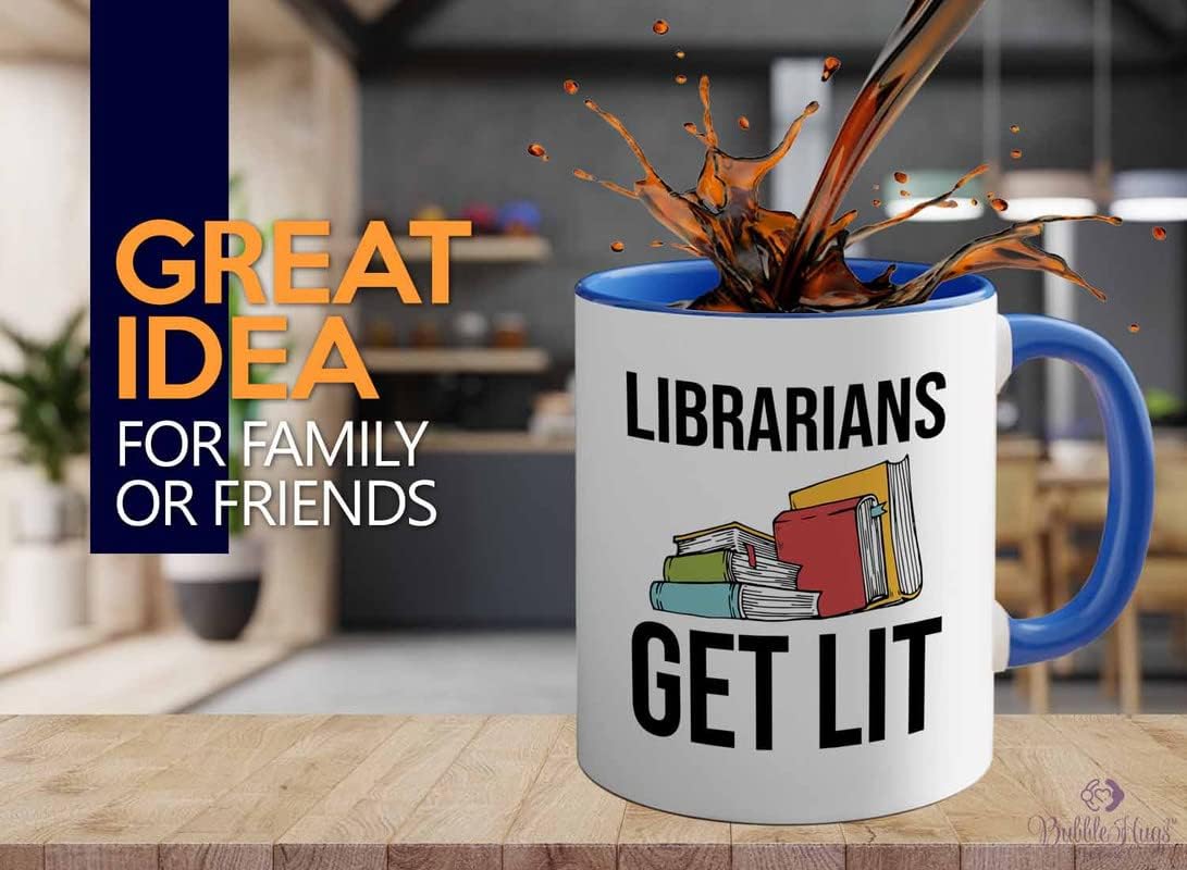 Book Lover 2Tone Blue Mug 11oz - Librarians get lit - Gifts for Book Club Readers Book Nerd Librarians Book Worm Bookish