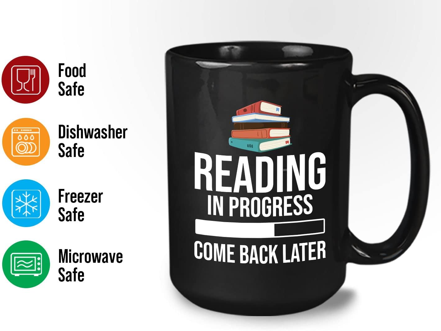 Book Lover Coffee Mug 15oz Black - Reading in - Literary librarian Literature Bookworm Historian Public Library Curator Bibliophile Bibliolater