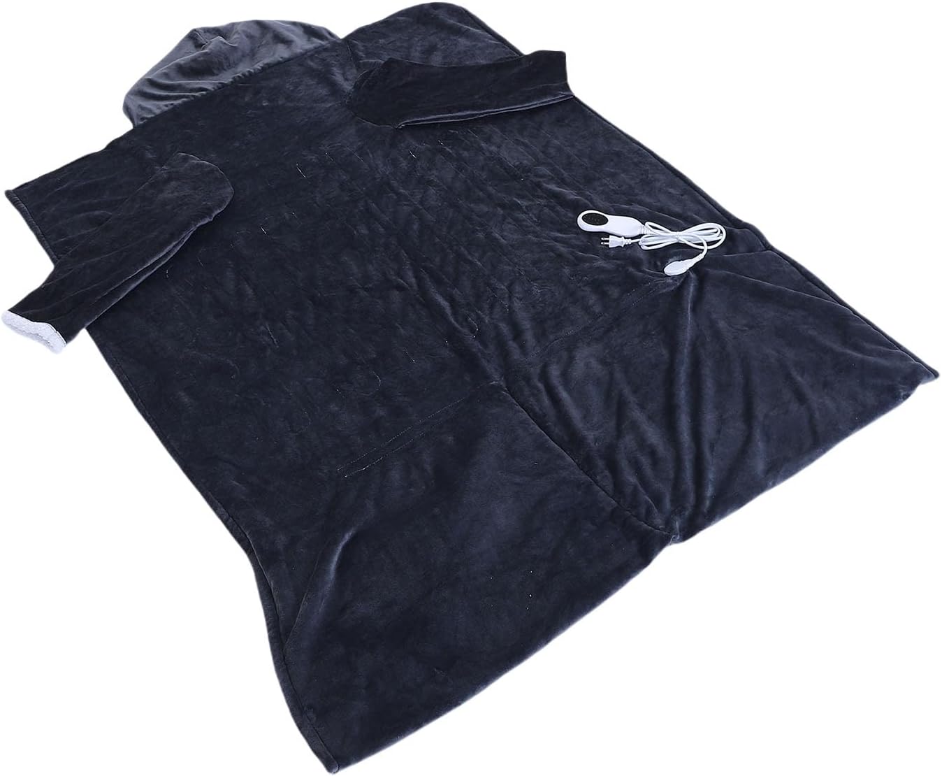 ZJchao Heated Blanket with Sleeves Hood and Foot Pocket Electric Wearable Blanket 10 Heating Levels 3 Timer Settings for Home Office Sofa Bed Flannel Material 50x70 Inches (JP Plug 110V)