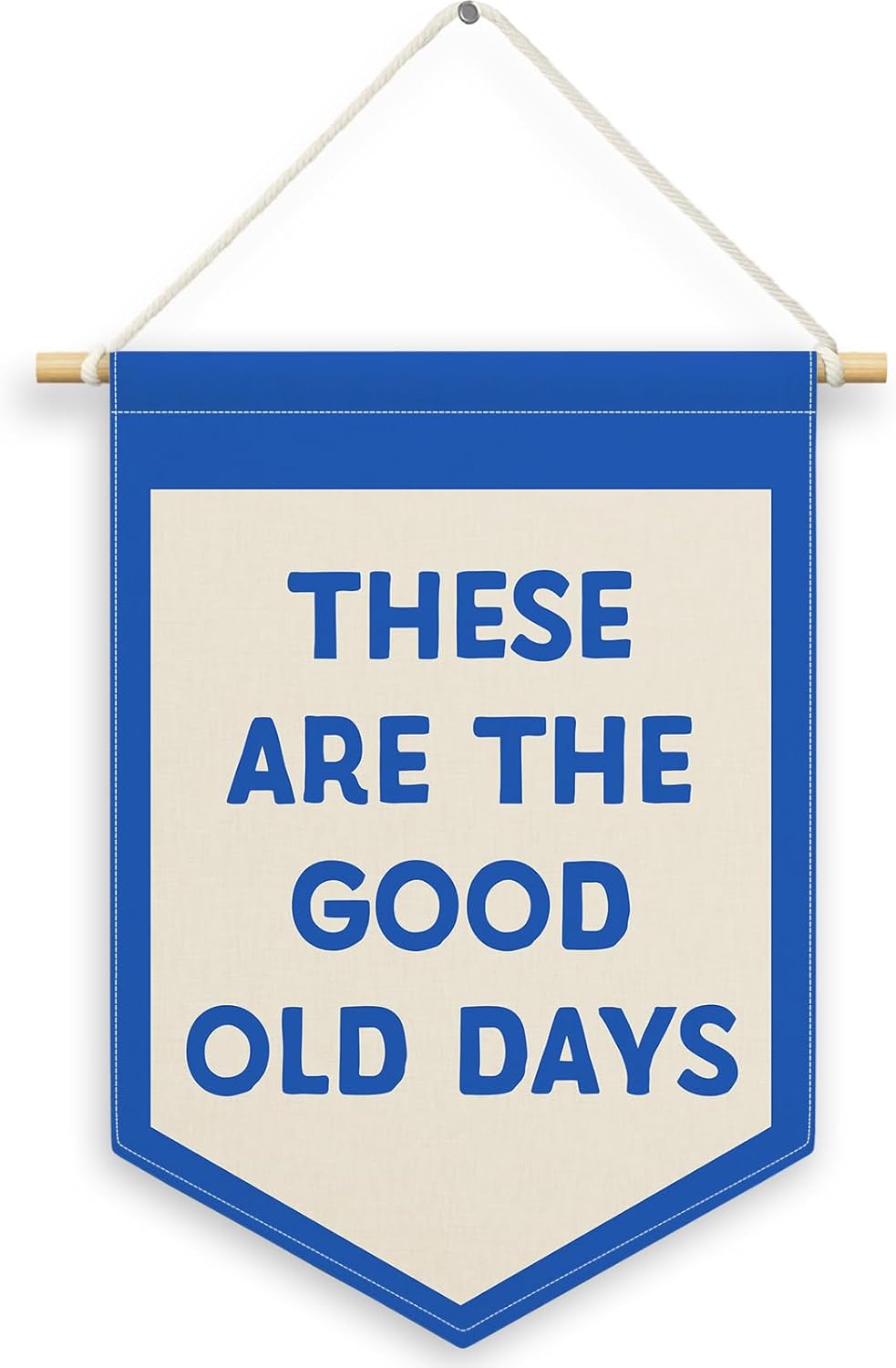 These Are the Good Old Days Boys Kids Room Decor, Playroom Banner Canvas, Nursery Trendy Blue Wall Hanging Frame Decor Art Pennant Flag for Toddler Living Room Preschool Dorm 11x15in
