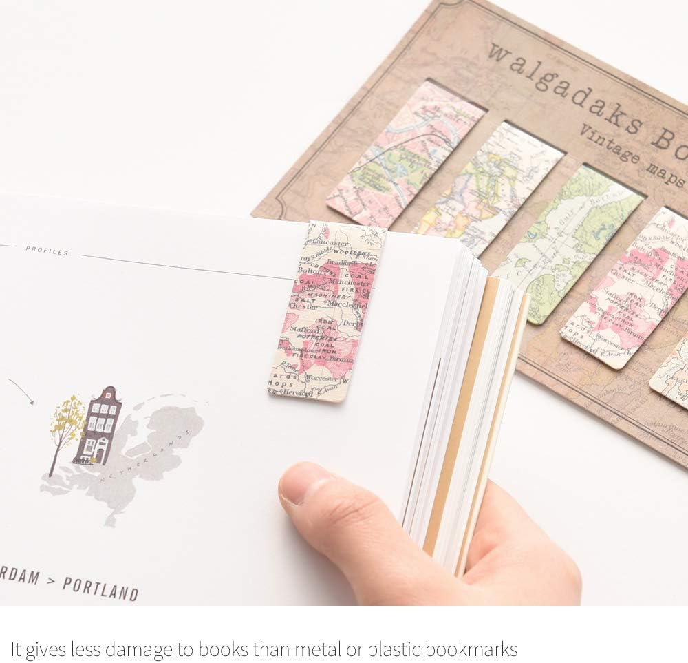 Monolike Magnetic Bookmarks Vintage Maps, Set of 5