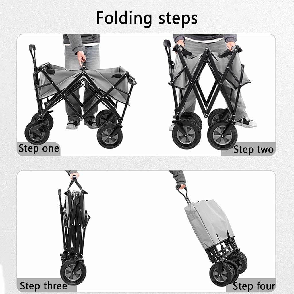 Outdoor Folding Utility Wagon Garden Cart with Roof Heavy Duty Handcart Collapsible Portable Festival Camping Transport Cart Bearing 100 / 220lbs (Color : Style 2)