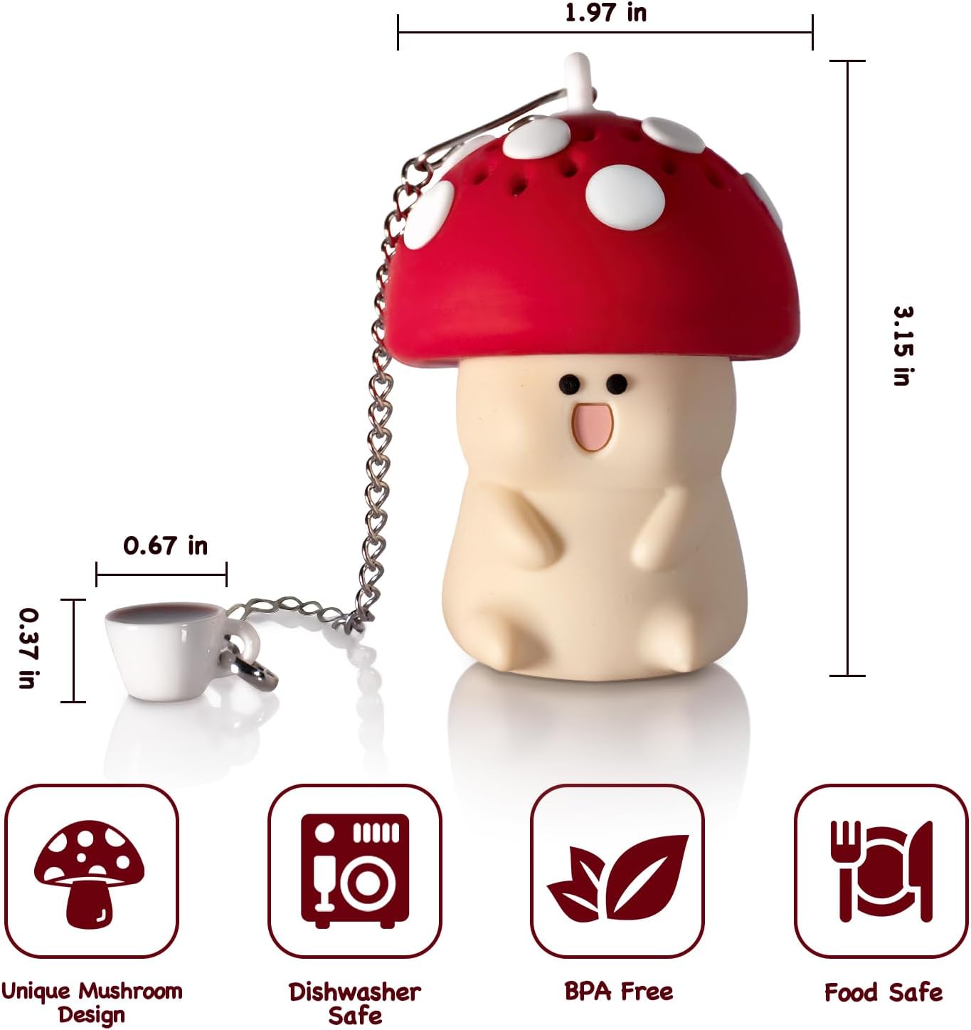 Mushroom Tea Infuser Tea Strainers For Loose Tea Cute Tea Infuser Tea Accessories For Tea Lovers Cute Kitchen Accessories Mushroom Gifts