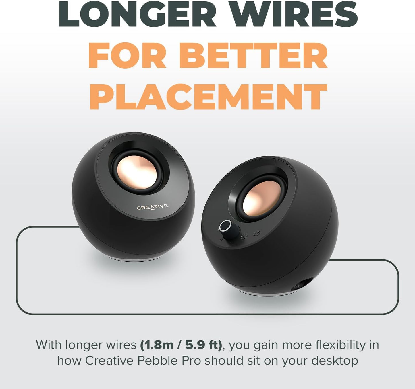 Creative Pebble Pro (Black) Minimalist 2.0 USB-C Computer Speakers with Bluetooth 5.3 and Customizable RGB Lighting, Clear Dialog and BassFlex Tech, USB Audio, Headset Port, for PC and Mac