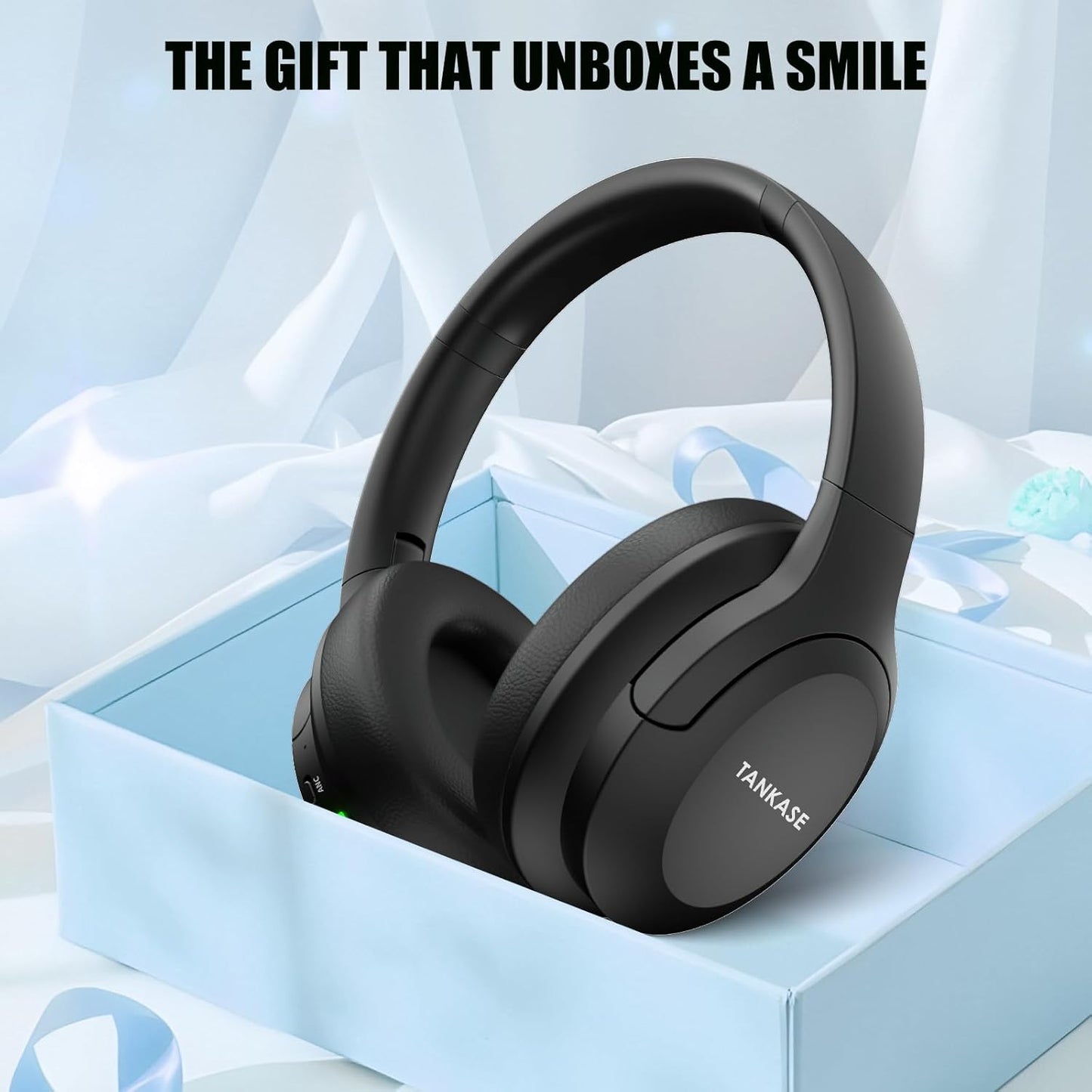 Active Noise Cancelling Headphones, Wireless Over Ear Bluetooth Headphones,100H Play Time Bluetooth Headphone with Microphone,Lightweight and Foldable Comfortable Deep Bass for Work/Gym Black