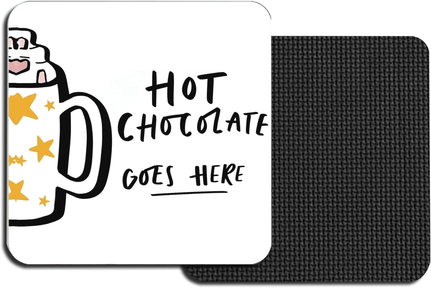 Square Hot Chocolate Coasters for Drinks, Funny Drink Coasters Set of 2, Chocolates Coaster for Home Office Table Kitchen Desk Decor, Birthday Gifts for Women Men Mom Hot Chocolate Lover