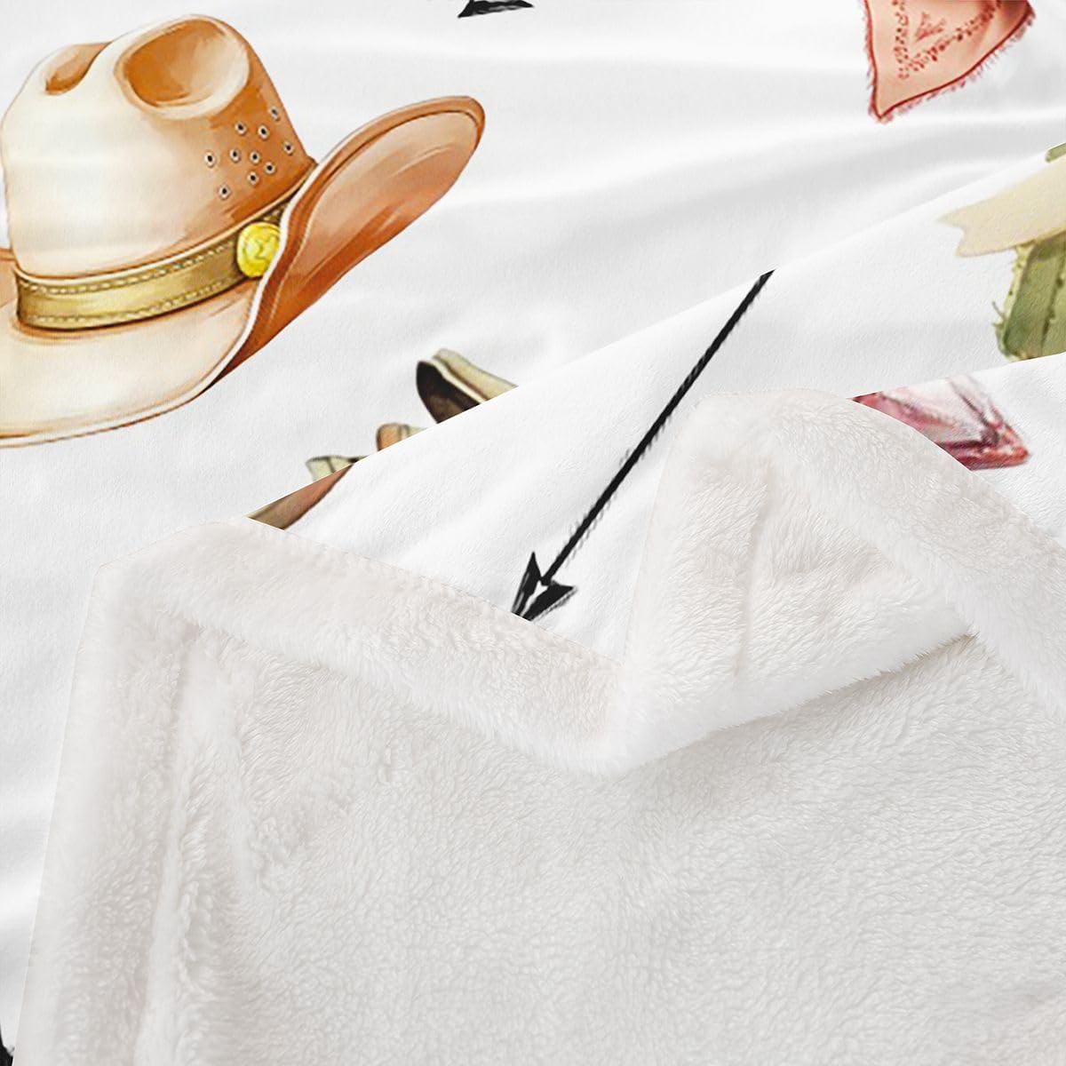 Feelyou Western Decor Throw Blanket Brown White Soft Fleece Sherpa Cozy Fuzzy Plush Warm Wild West Cowboy Fuzzy Plush Throw Farmhouse Rustic Country 40"x50" Southwestern for Bed Couch Living Room