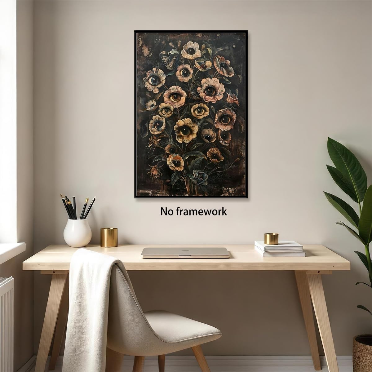 Botanical Gothic Posters Victorian Goth Wall Art Witchy Dark Cottagecore Room Home Decor Macabre Canvas Print Surreal Collage Forestcore Pictures Painting for Bedroom 16x24inch Unframed
