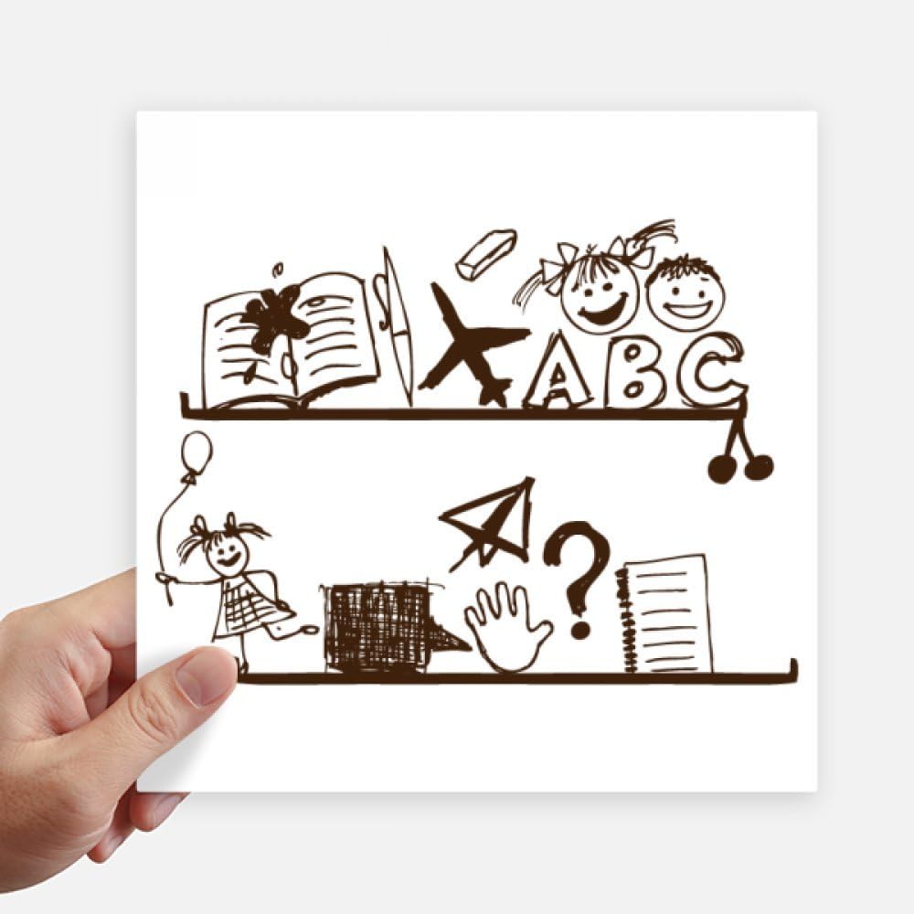 Childlike Children Cute Illustration Bookshelf Sticker Tags Wall Picture Laptop Decal Self Adhesive