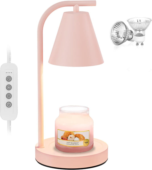 Pink Candle Warmer Lamp - with Timer & Dimmer, Cozy for Women Mom, Modern Home Decor House Warming Gifts Wax Melt Warmer for Scented Jar Candles