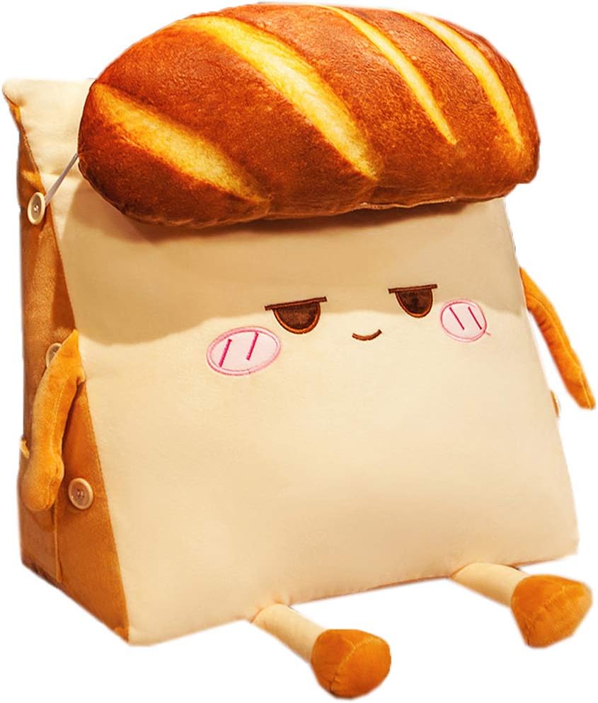 Cartoon Bread Triangular Wedge Pillow Bed Sofa Reading Backrest Cushion Washable Bed Rest Pillow Adjustable Back Wedge Cushion Pillow (Shy, 45×42×25cm)