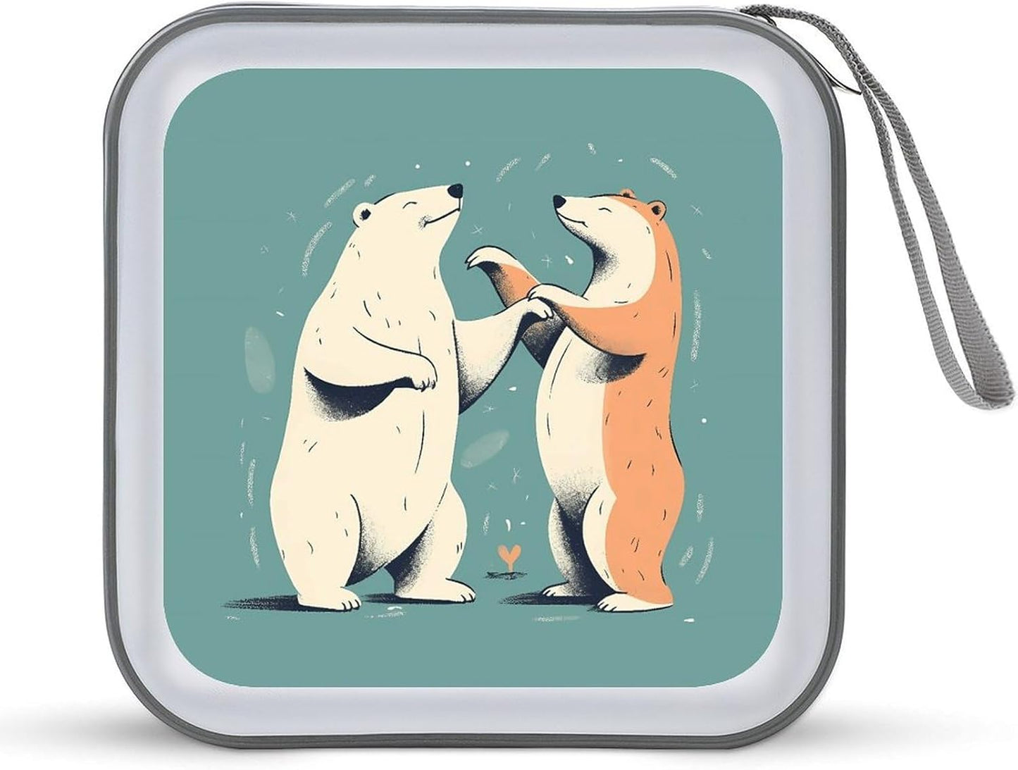 Bears Together CD Case 40 Capacity Case Zipper CD Collection Bag with Handles Cover DVD Storage Hard Plastic DVD Disc Cases Storage Binder for Car Home Office Travel