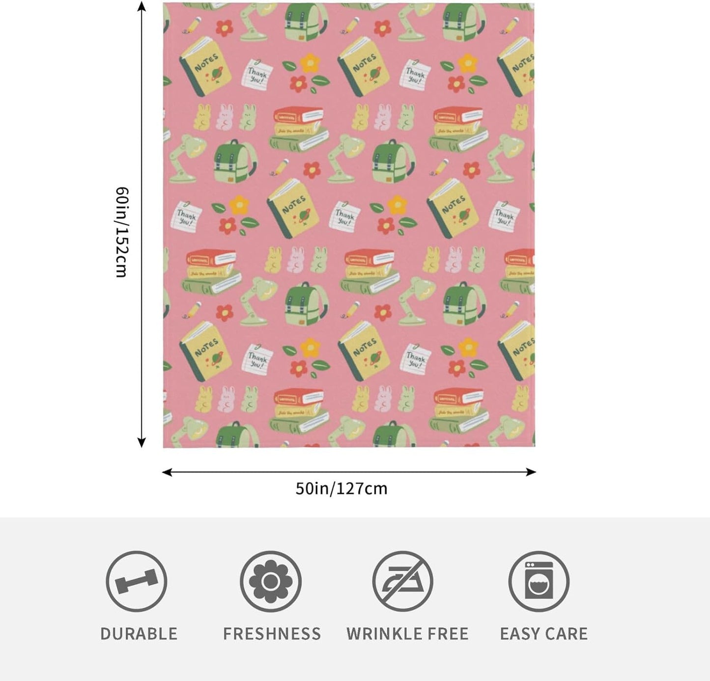 Throw Blanket for Couch Soft Flannel Lightweight Books Blankets Cozy Cute Printed Travel Warm Throws Sherpa Fleece for Women Men 50x60 inch