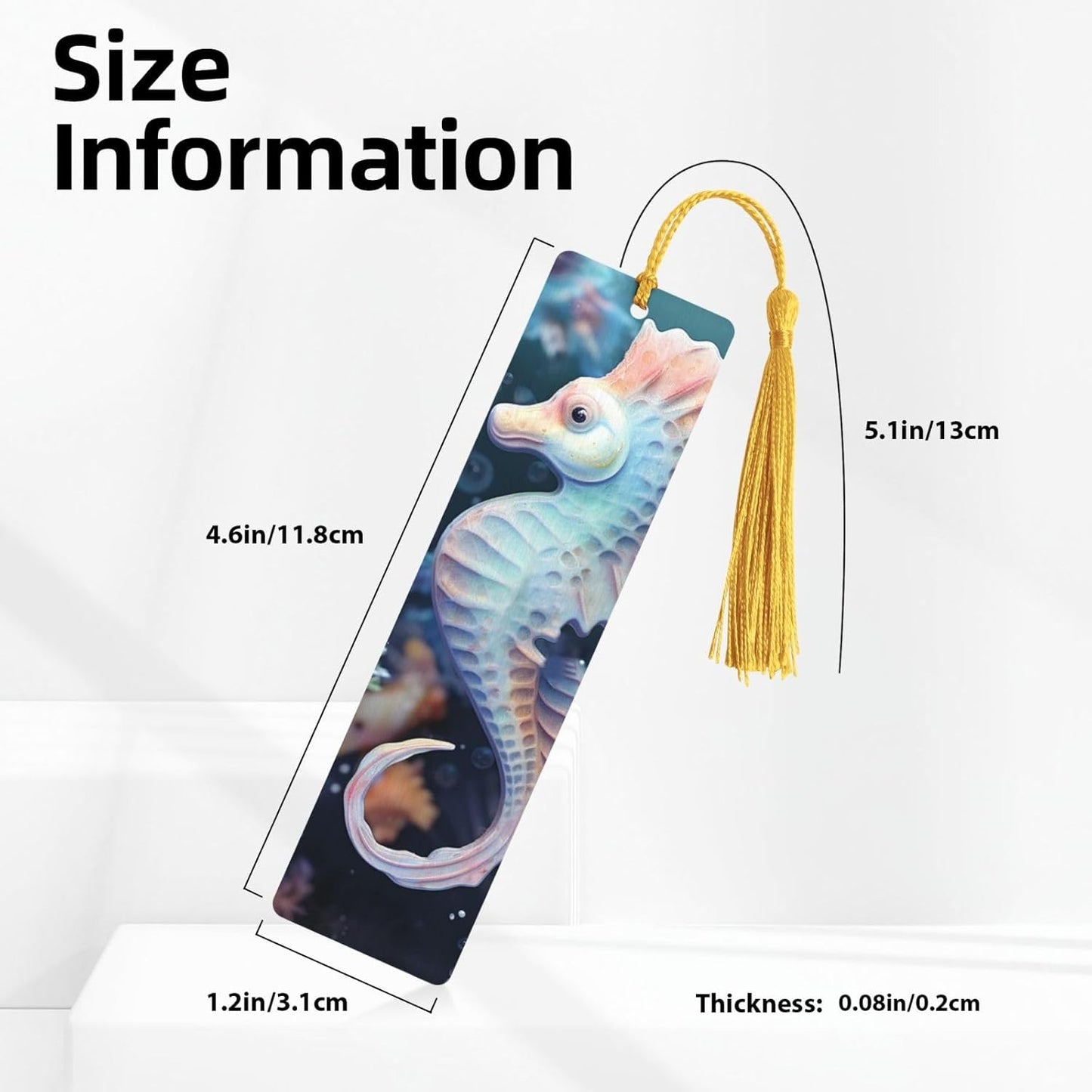 Seahorse and Starfish Bookmarks Gifts for Women Men, Wooden Bookmarks for Book Lovers, Vintage Book Marks Ornaments with Tassel, Unique Personalized Reading Page Markers Gold