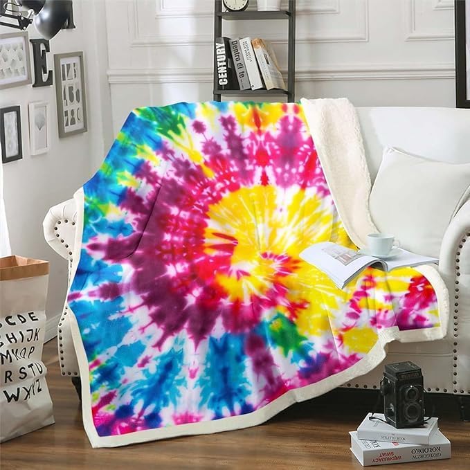 Erosebridal Tie Dye Blanket Queen(90"x90"),Kids Colorful Rainbow Bed Blanket for Couch Sofa,Chic Boho Hippie Girls Boys Cozy Plush Fuzzy Blanket for Adult Women Teen Tie Dye Decor Soft Microfiber