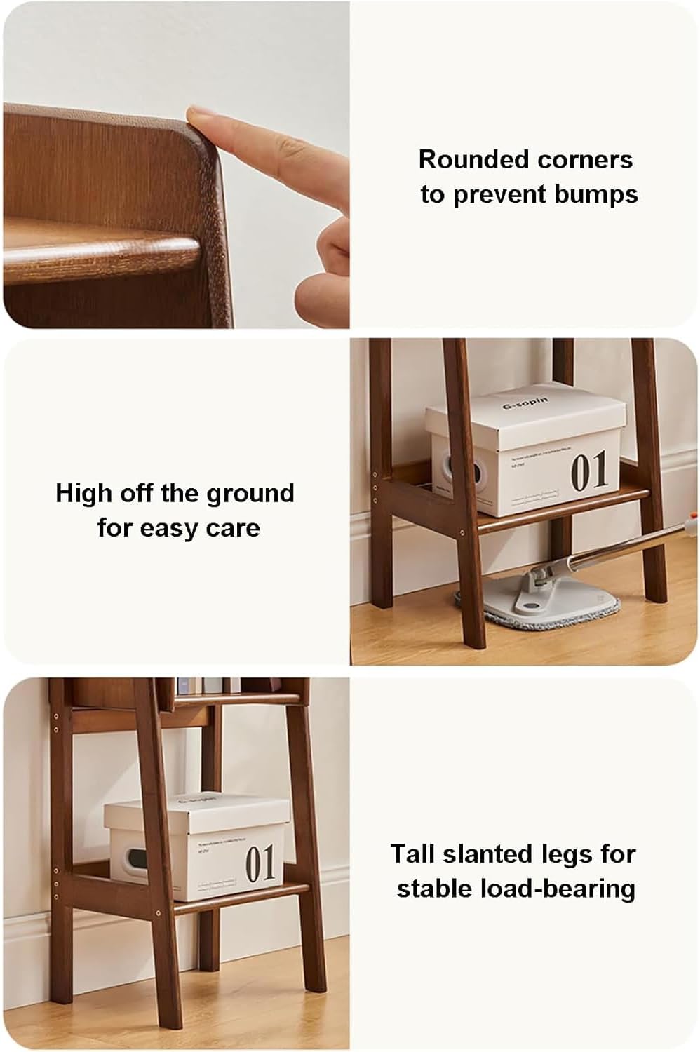 Bamboo Bookshelf, Home Office Narrow Bookshelf Kitchen Storage Rack Pantry Storage Cabinet for Small Space, Modern Open Book Shelves for Bedroom Organizer (Brown)