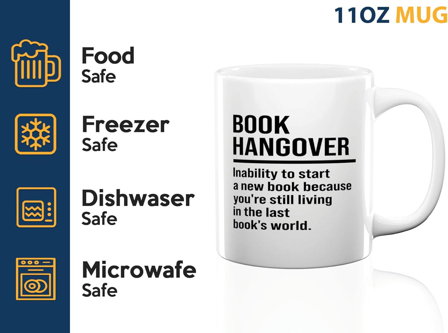 Book Lover Coffee Mug 11oz White -Book Hangover - Writer Editor Bookish Librarian Bibliophile Bookish Grammar Philosophers