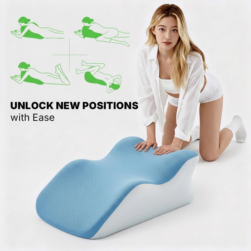 Memory Foam Ergonomic Wedge Pillow for Bed, Lying, Leaning, Reading - Prone Pillow for Neck Pain Relief and Sitting Up, Enhanced Support, Bed Rest Pillow for Enhanced Comfort